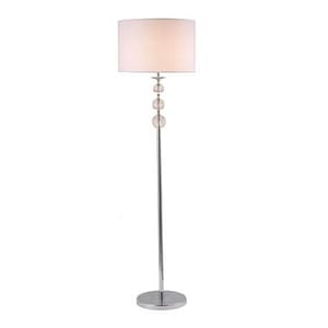 Lampadar HOMELUX, Crystal, 40X40X154 Cm, E27, 60 W, Metal/Textil, Argintiu/Alb