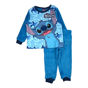 Pijama copii Stitch Disney, cu maneca lunga, cocolino, 3 ani, 98 cm, albastru