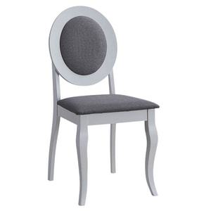 Scaun tapitat de living si bucatarie DRIMUS KL Benson, lemn masiv, stofa, sarcina maxima 120 kg, 44.5x50.5x92 cm, alb/gri