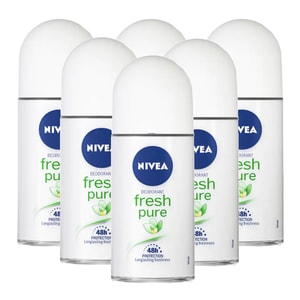 Deodorant roll-on femei Nivea Fresh Pure, 48h protectie, 6 x 50 ml