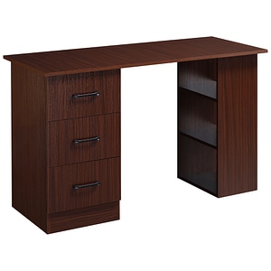 Birou cu 3 sertare HomCom, 120 x 49 x 72cm,  MDF, Maro