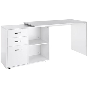 Birou de colt HomCom, 117 x 83.5 x 76 cm,  MDF,  Alb