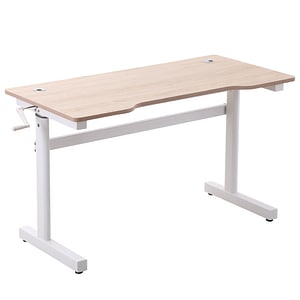 Birou reglabil pe inaltime cu manivela pentru birou si casa Vinsetto, 120x60x72-117cm, MDF, Alb
