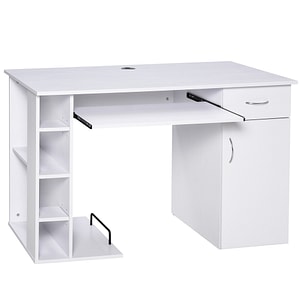 Birou cu rafturi si sertar Homcom, 120x60x74cm, PAL, Alb