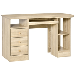 Masa de birou Homcom, 125L x 60l x 74Icm, Pal, Natural