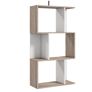 Biblioteca moderna HomCom, 60 x 24 x 111.4 cm,  PAL,  Alb/Bej