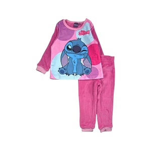 Pijama copii Stitch, cu maneca lunga, cocolino, 7 ani, 122 cm, fucsia