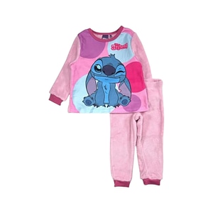 Pijama copii Stitch, cu maneca lunga, cocolino, 7 ani, 122 cm, roz
