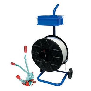 Set carucior metalic Cromwell, pentru banda pp capse si aparat de legat banda pp