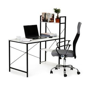 Birou modern SELGOT, 4 rafturi, lemn/metal, 120 x 60 x 120 cm, alb