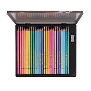 Creioane colorate Oxford Watercolour, set 24 culori, in cutie de metal, colectia artistica