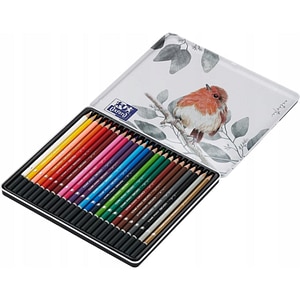 Creioane colorate Oxford, set 24 culori, in cutie de metal, colectia artistica