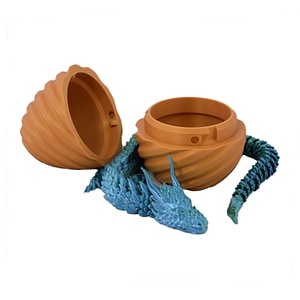 Figurina Sani, Dragon in Ou Spirala 90 x 120 mm, Aur, Albastru deschis