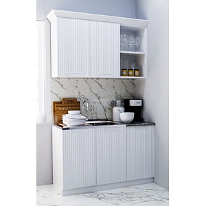 Set bucatarie cu soft-close si fronturi MDF Badenmob, seria Space, 120cm, Alb Rustic