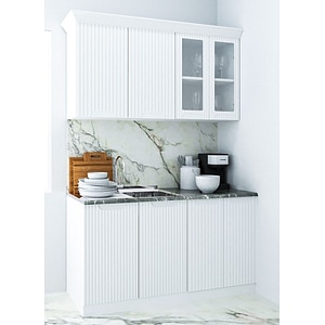 Set bucatarie cu soft-close si fronturi MDF Badenmob, seria Space, 140cm, Alb Rustic
