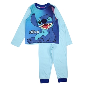 Pijamale copii cu maneca lunga Stitch Disney, 100% bumbac, marimea 98 cm, albastru