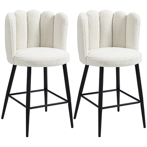 Set de 2 scaune de bar moderne HomCom, 52l x 53A x 93Hcm, Otel, Crem Alb