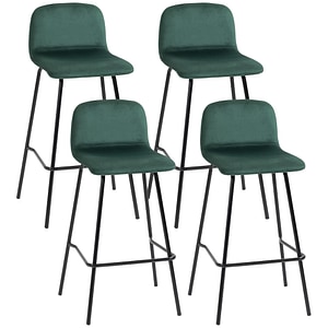 Set de 4 scaune de bar modern HomCom, 40 x 45.5 x 94 cm, Otel, Verde
