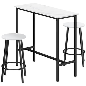 Set de masa de bar cu 3 piese de 2 persoane pentru spatii mici Homcom, 100l x 40A x 90H cm, Otel/PAL, Alb
