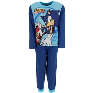 Pijamale copii cu maneca lunga Game Sonic, 100% bumbac, marimea 98 cm, albastru