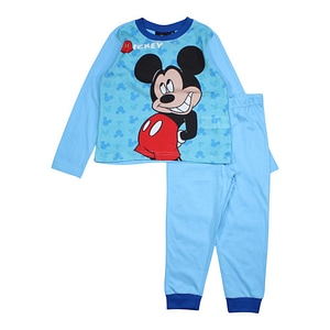Pijamale copii cu maneca lunga Smile Mickey Mouse Disney, 100% bumbac, marimea 98 cm, albastru