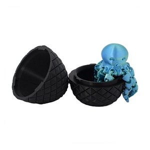 Figurina Sani, Ou mediu cu octopus mini 67x 85 mm, Negru, Albastru cer