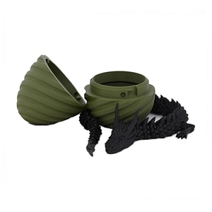 Figurina Sani, Dragon in Ou Spirala 90 x 120 mm, Verde inchis, Negru