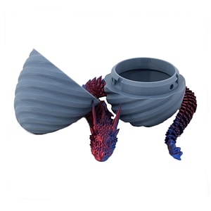 Figurina Sani, Dragon in Ou Spirala 90 x 120 mm, Gri, Albastru, Rosu