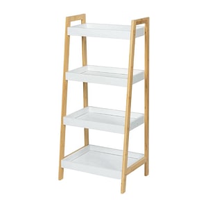 Raft depozitare si organizare KL266 DRIMUS, 4 nivele, lemn, 39X29.5X85 cm, multifunctional, alb/natur