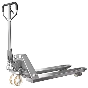 Transpalet manual Handlekraft, cu ridicare hidraulica, 2500 kg, ridicare 115mm, raza de giratie 1275 mm, lungime furci 1150x540mm, Otel galvanizat/Roti si role transpalet din Nailon