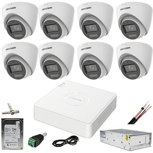 Sistem supraveghere 8 camere, 2MP Dual Light, IR 40m, WL 20m, DVR 4MP cu accesorii incluse HDD 1TB