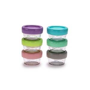 Set recipiente Meli, Din sticla, Pentru hrana bebelusi, Capacitate 59 ml, 6 bucati