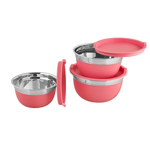 Set boluri Grunberg IGR2435, 6 piese, inox cu capac, plastic, roz