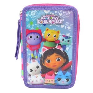 Penar pentru copii Gabby's Dollhouse, 3 compartimente, 20x13x7 cm, echipat, 40 piese, multicolor