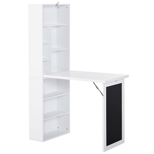Birou pliabil cu rafturi Homcom, 98x51x153cm, PAL/Metal, Alb