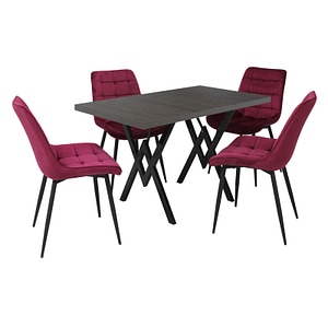 Set masa cu 4 scaune bucatarie Onix & Arta Fixa, 5 piese  Bordo-Wenge 