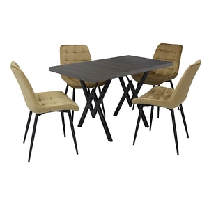 Set masa cu 4 scaune bucatarie Onix & Arta Fixa, 5 piese Bej-Wenge