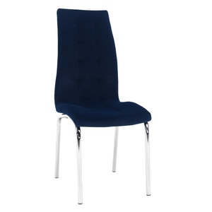 Scaun dining, albastru inchis, crom, catifea, 42x58x103cm
