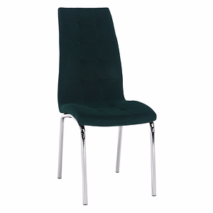 Scaun dining, verde smarald, textil, crom, 42x58x103cm