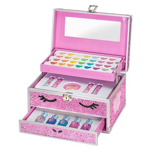 Set jucarii Martinela, Unicorn Big Glitter Case, 28 de farduri de pleoape, 4 balsamuri de buze, 1 fard de obraz duo, 5 lacuri de unghii, 3 ani+