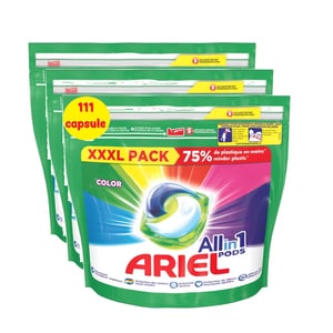Detergent de rufe automat Ariel Color, 3x37 capsule, 111 spalari