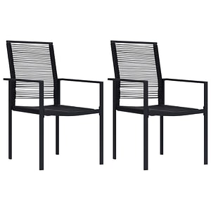 Scaune de gradina vidaXL, 2 buc., negru, ratan PVC