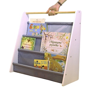 Organizator Ginger Home, Portabil, 4 in 1, Pentru carti, Alb/Gri
