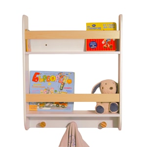 Raft de perete Ginger Home, Cu rafturi si umerase, Din lemn, Alb