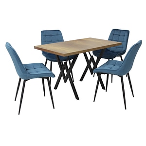 Set masa cu 4 scaune bucatarie Onix & Arta fixa, 5 piese Nuc-Blue 