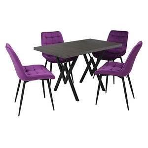Set masa cu 4 scaune bucatarie Onix & Arta fixa, 5 piese Mov- Wenge