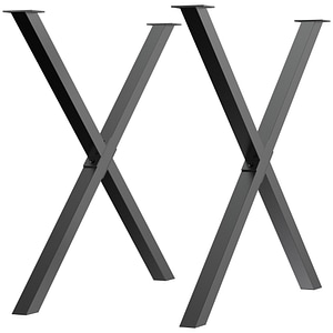 Set de 2 picioare de masa Homcom, 80x4x72 cm, Otel, Negru