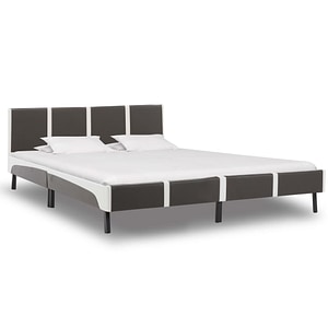 Cadru de pat vidaXL, gri si alb, 180 x 200 cm, piele ecologica