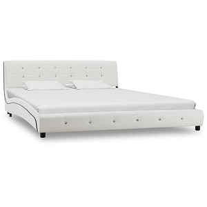 Cadru de pat vidaXL, alb, 160 x 200 cm, piele ecologica