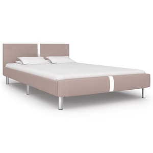 Cadru de pat vidaXL, cappuccino, 140 x 200 cm, piele ecologica